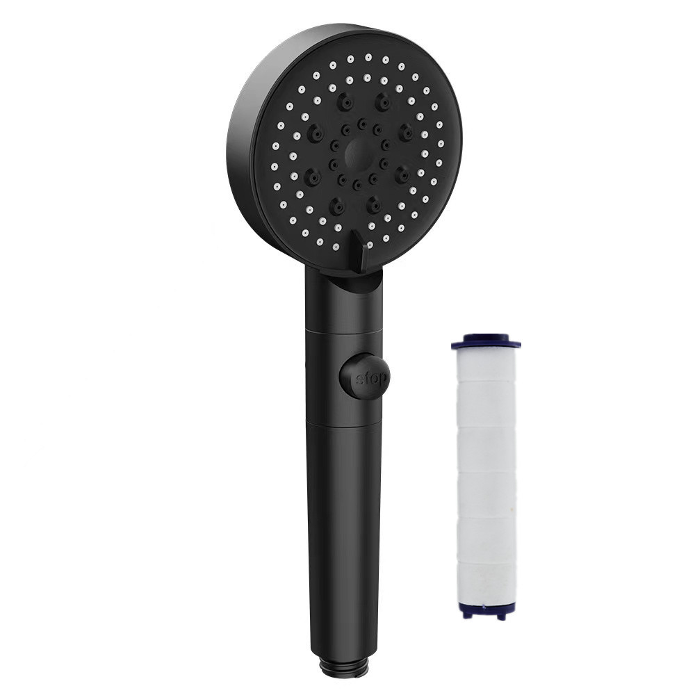 Five-speed adjustable shower, pressurized rain shower, black showerhead, bathroom, bath heater, flower sun, shower head Application Scenario