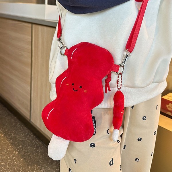 A niche and cute plush sugar-coated haws single-shoulder bag, Korean-style embroidery, Japanese-style trendy ins crossbody bag, small crossbody bag Application Scenario