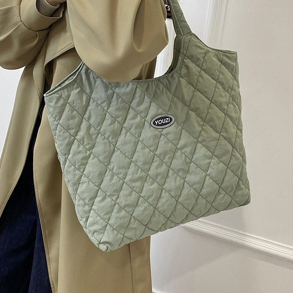 High-end new handbag, large-capacity casual quilted cotton jacket bag, versatile casual women's bag, trendy tote bag Specification drawing