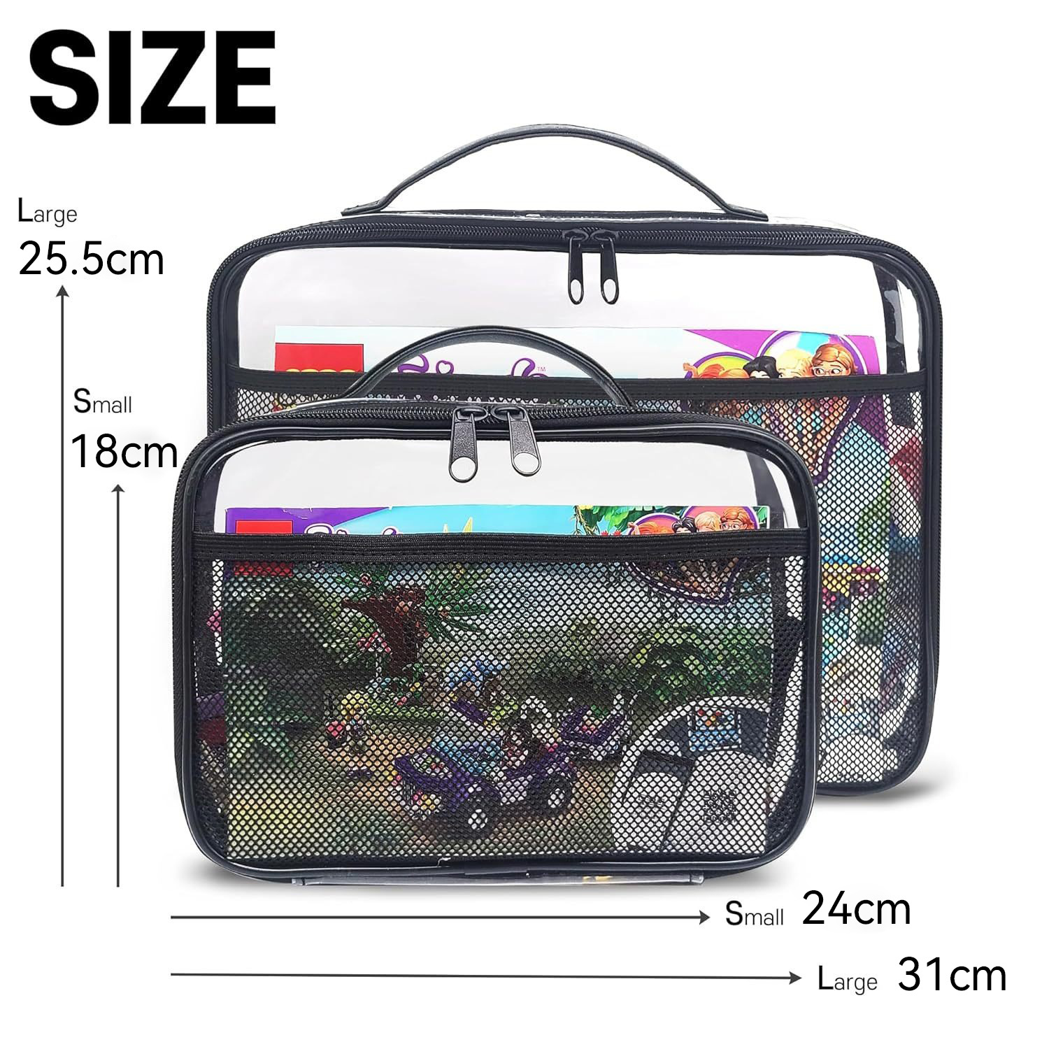 Cross-border in-stock new product, Amazon factory direct sales, PVC zipper mesh storage bag set, portioned bag, portable by hand details Picture