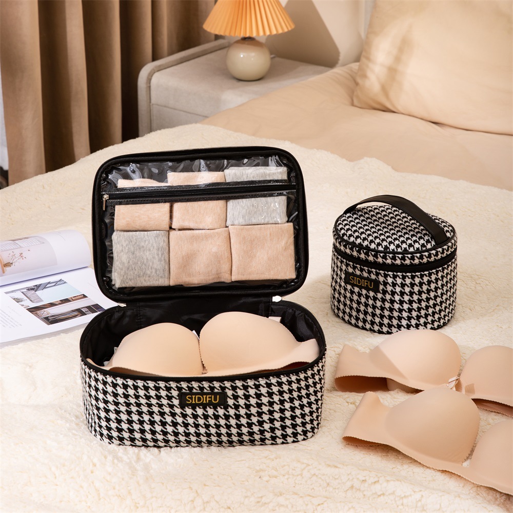 Thousand Bird Grid Makeup and toiletry Bag, Travel Hook Toiletry Bag, Underwear Storage Bag, hand-held Super large capacity Three-piece set Specification drawing
