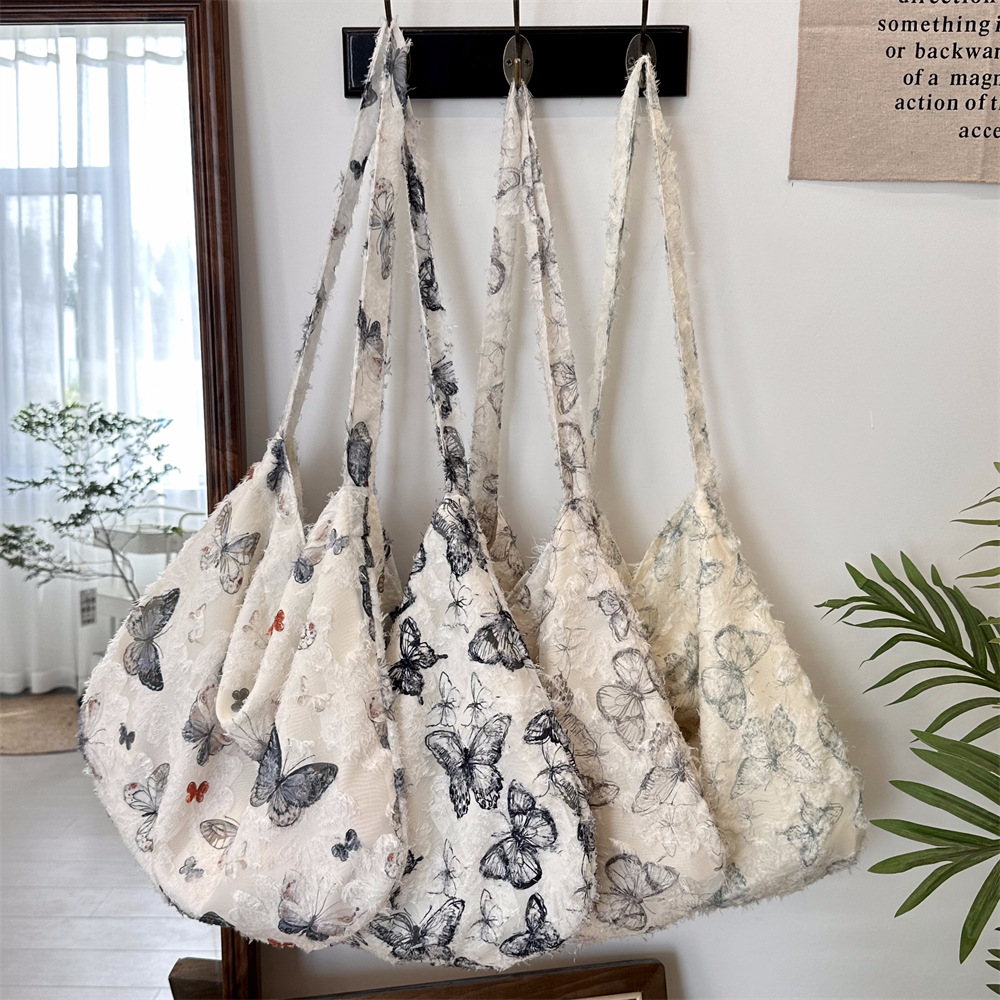 46172 Super Popular Lace Butterfly Commuter single-shoulder bag, summer artistic underarm bag, large capacity, light and thin crossbody bag Specification drawing