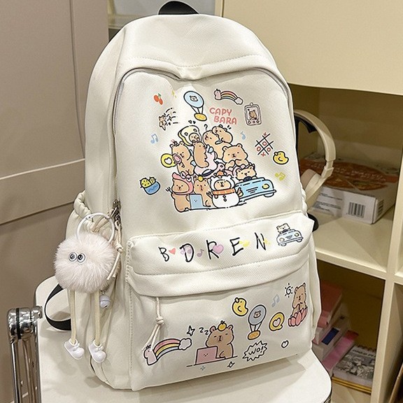 Cute graffiti schoolbags for girls, large-capacity computer travel backpacks for junior high school students, and backpacks for female college students' outings are in vogue full figure