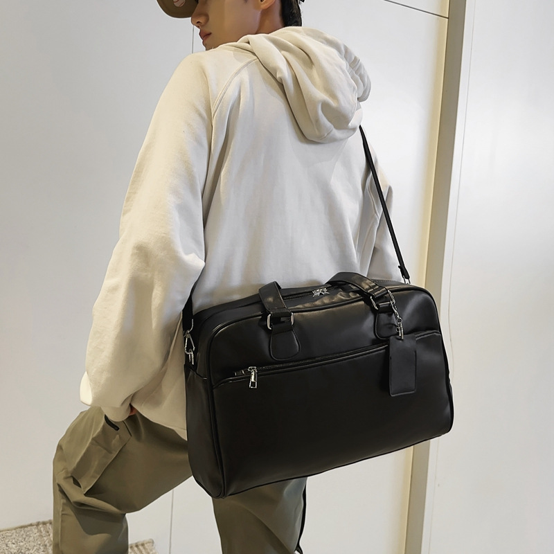 New PU hand-held large-capacity travel bag for men and women, long and short business trip luggage bag, trendy casual yoga and fitness bag details Picture