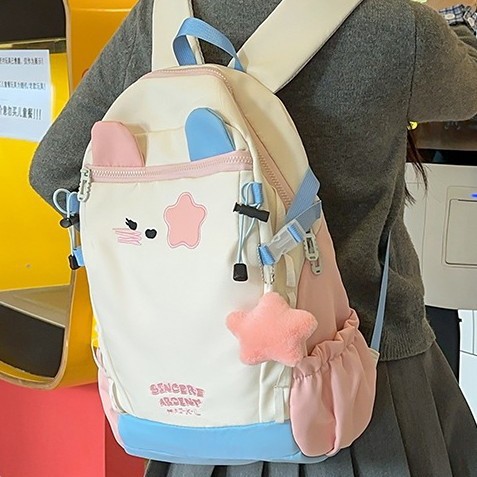Student schoolbag, school-style schoolbag, versatile, fresh and simple, Ins-style, cartoonish, fashionable and lightweight backpack for junior high school students Application Scenario