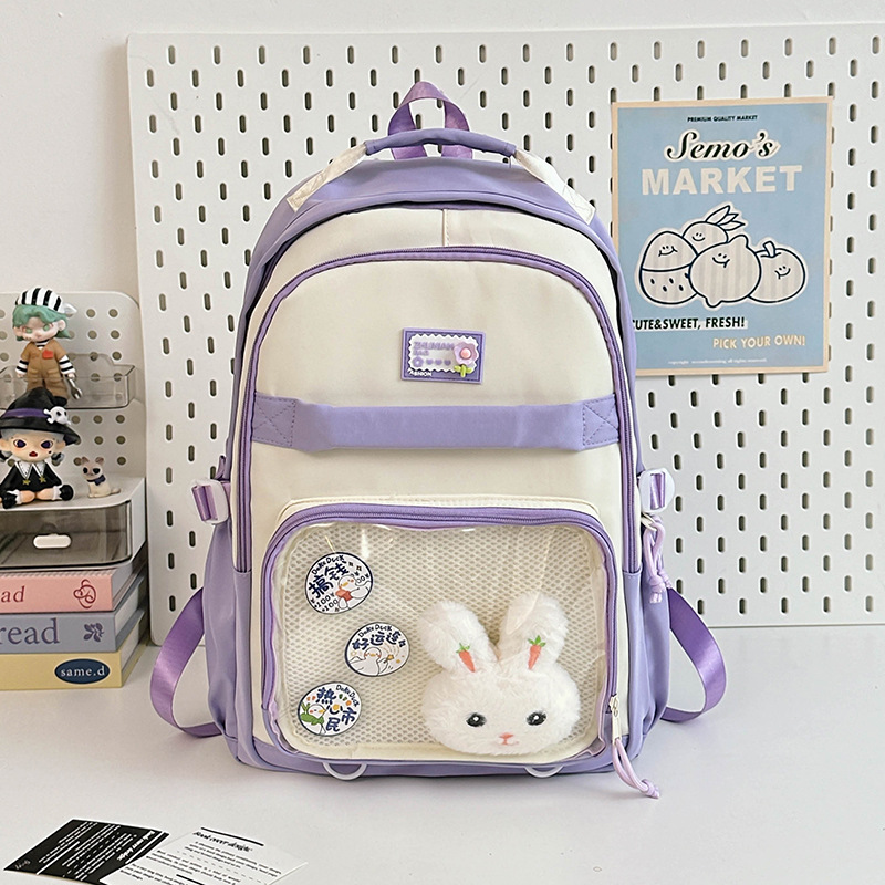 Korean Instagram-style soft girl transparent pain bag, large-capacity backpack, Japanese Harajuku cute middle school student backpack details Picture