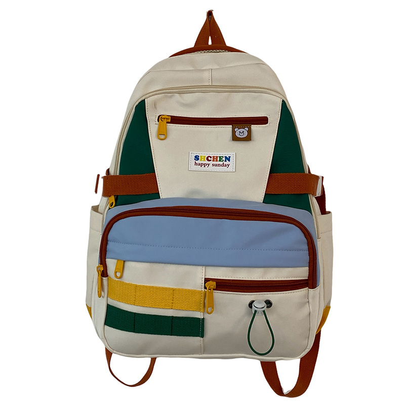 High-appearance-level schoolbag for female college and high school students, cute color-blocking backpack, niche design sense, funny girl backpack Item Picture