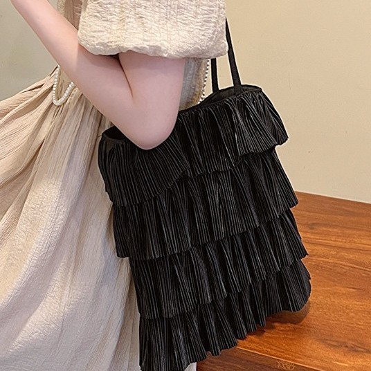 New Korean princess-style pleated skirt bag for women, sweet and fashionable tote bag, trendy single-shoulder bag Specification drawing