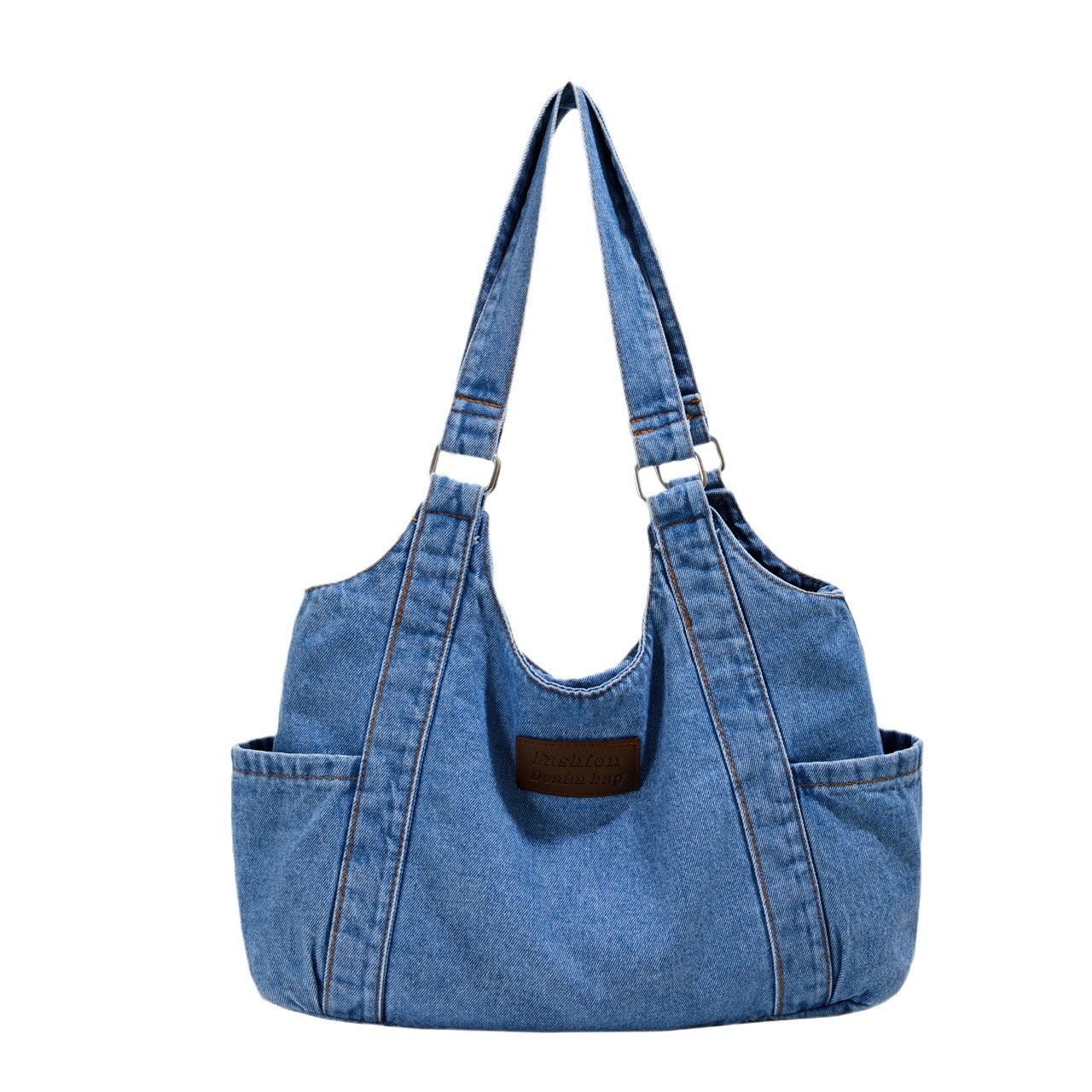 Single-shoulder bag, tote bag, artistic style, denim commuter all-season large bag, simple underarm design, niche and versatile Japanese style Item Picture