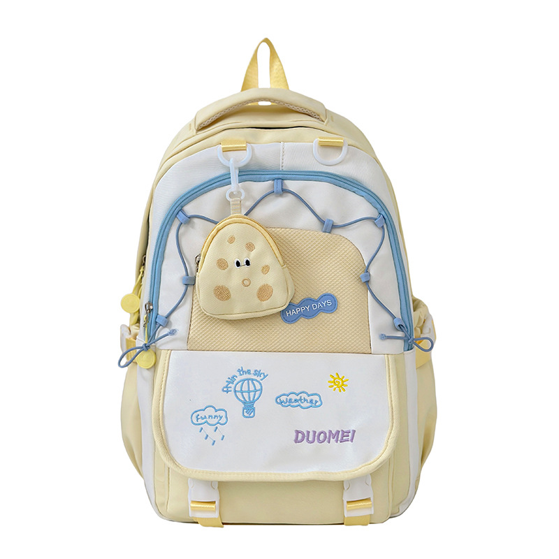 A new, cute, large-capacity, fresh and light Instagram backpack with a contrasting color school style for young girls. Spring outing schoolbag Item Picture