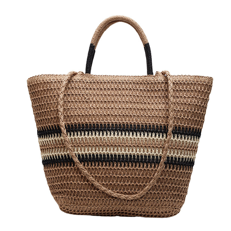 The 2025 new summer single-shoulder bag, striped straw woven bag, trendy tote bag, crossbody bag and vegetable basket for women Item Picture