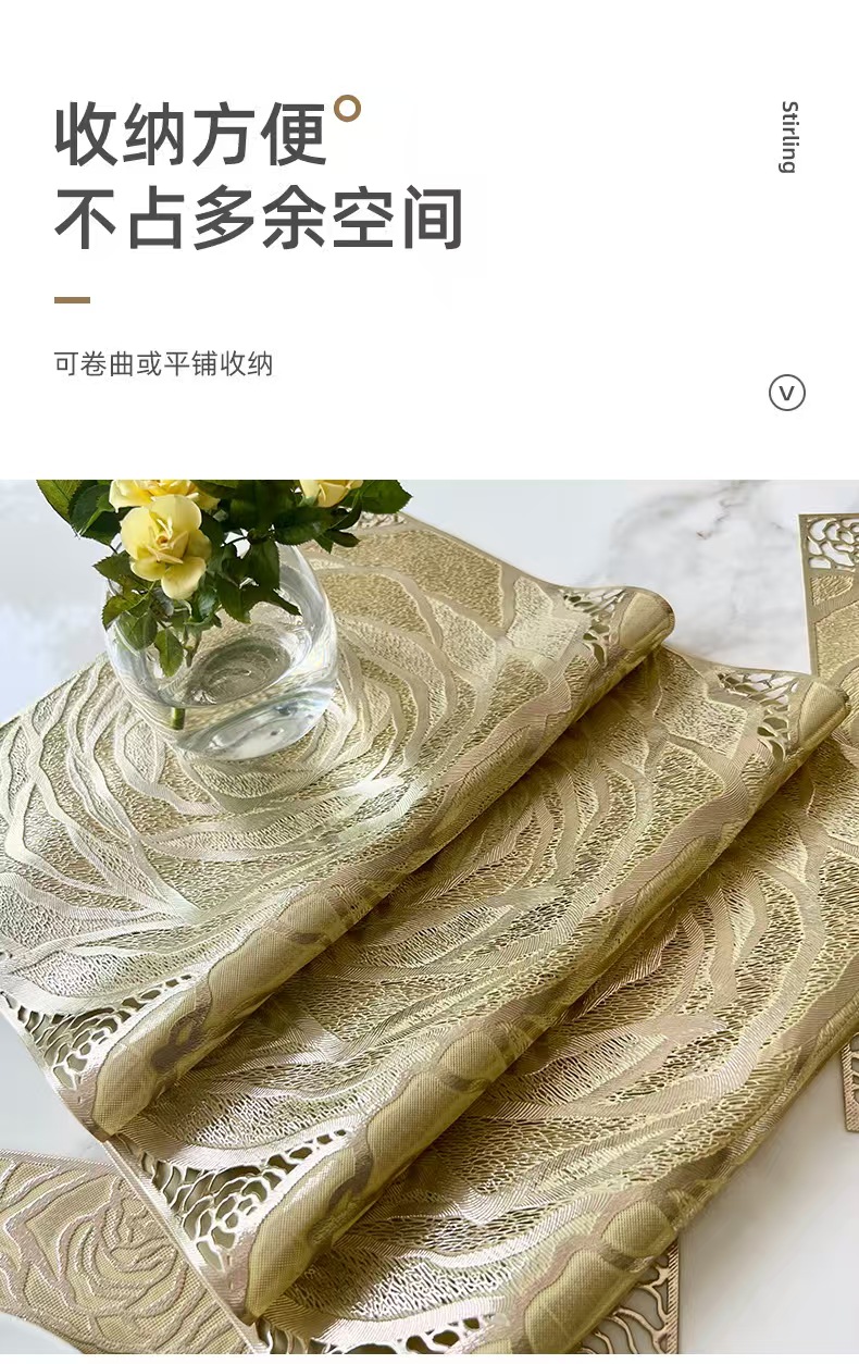 厂家餐垫欧式PVC餐垫镂空隔热垫酒店耐热特斯林西餐垫免洗碗垫杯 详情4