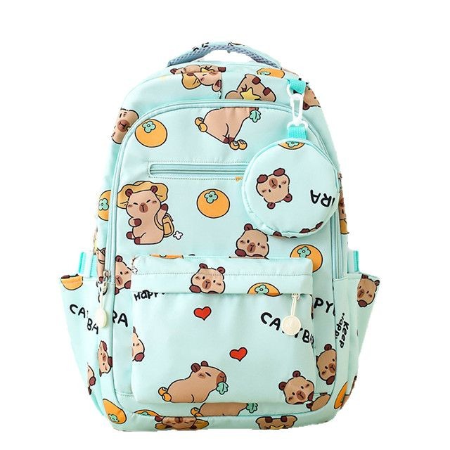 The new large-capacity Capibala animal print backpack is cute, lightweight and lightweight, a student backpack Item Picture