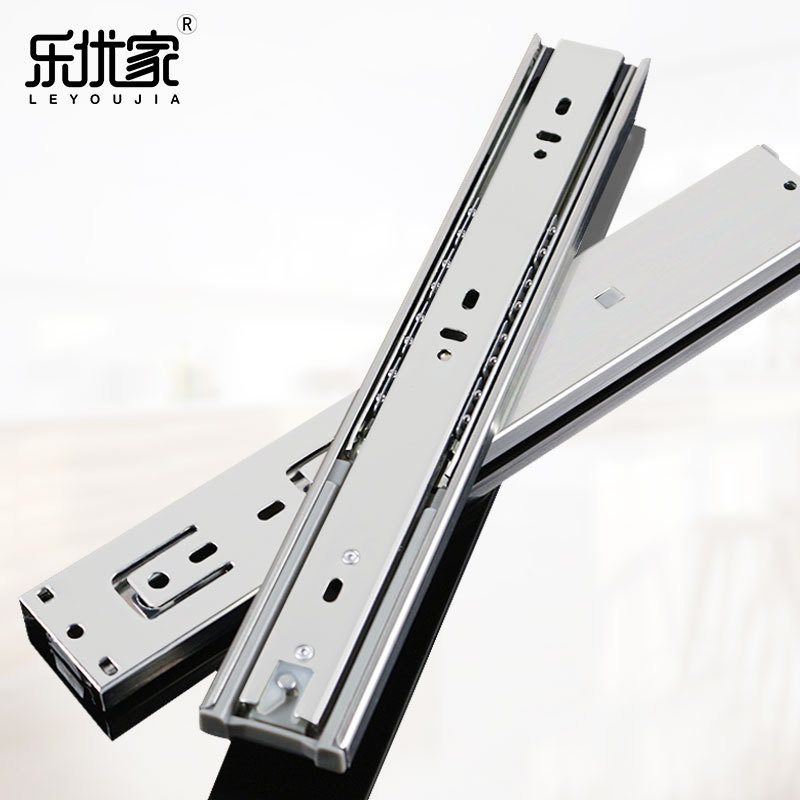 Leyoujia wholesale of three-section slide rails, stainless steel drawer slide rails, extended cold-rolled steel guide rails, three-section rail accessories full figure