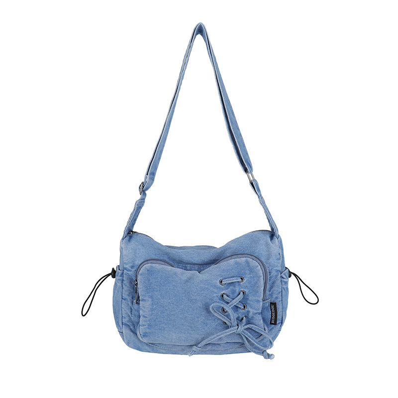 The retro large-capacity denim tote bag from foreign trade has sparked a new trend of casual and versatile single-shoulder crossbody bags for commuting Item Picture