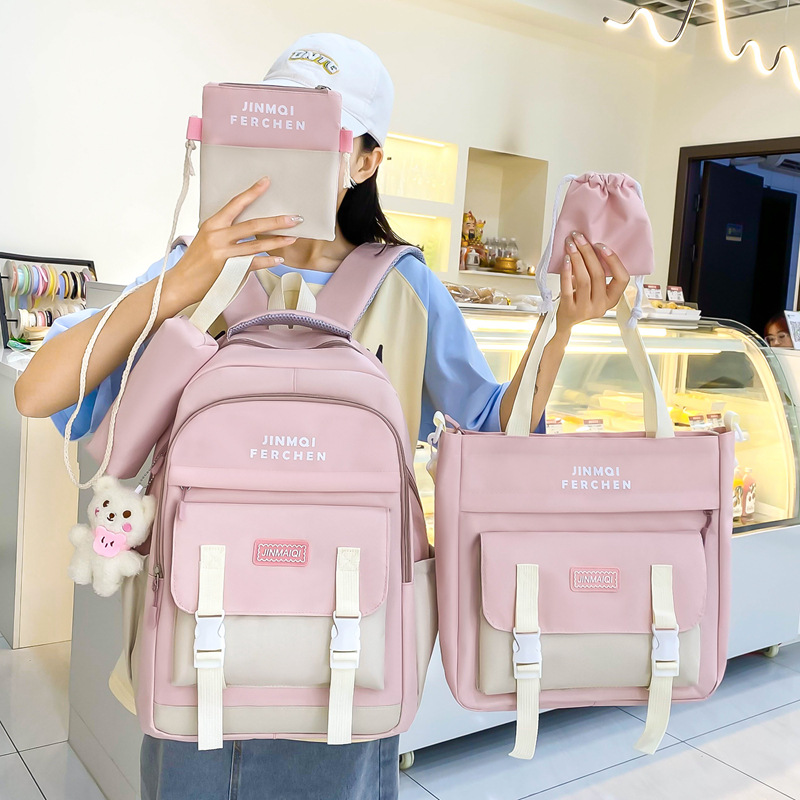 A versatile Korean-style, niche backpack for junior and senior high school students with a simple workwear style and contrasting colors. A casual backpack for men details Picture