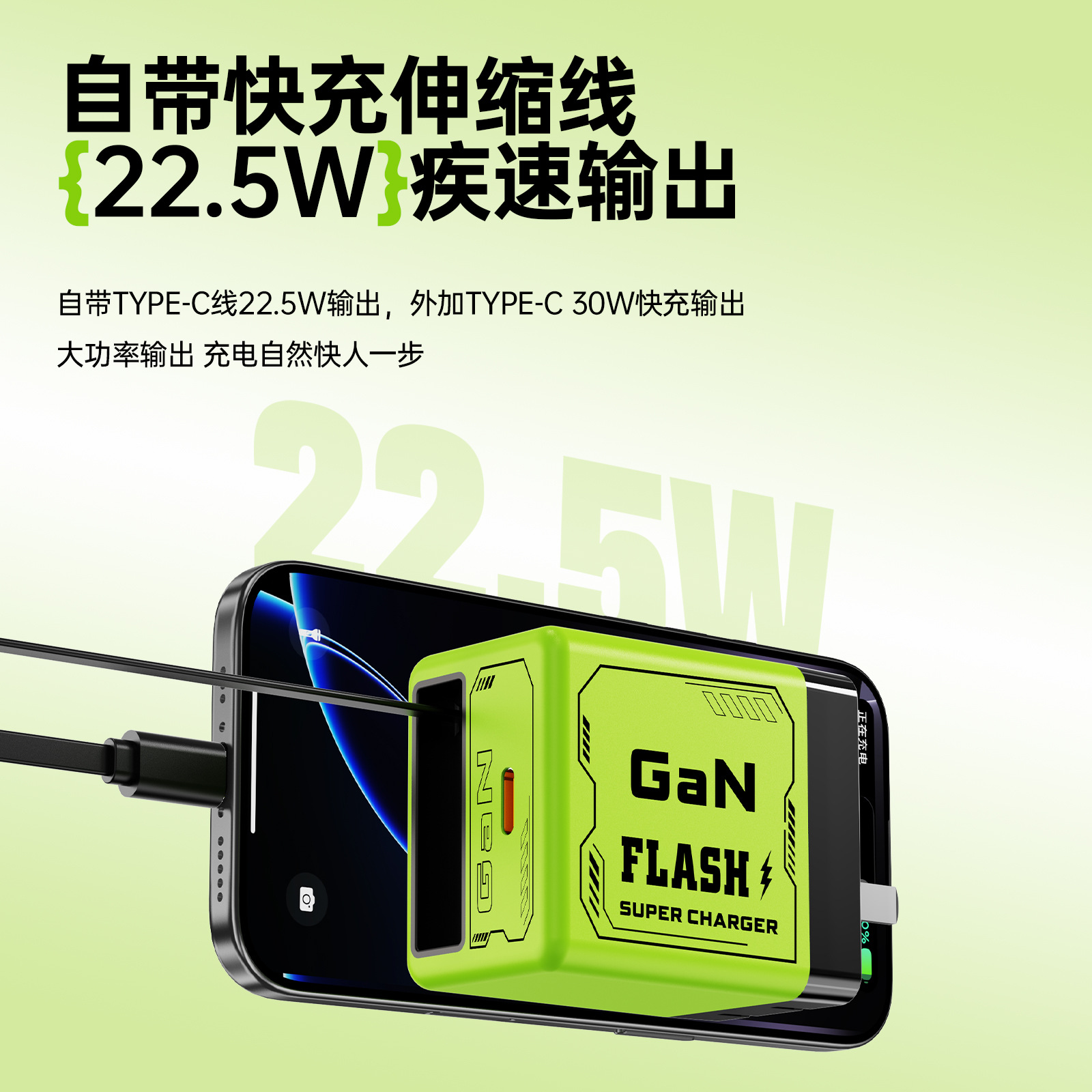 Gallium nitride charger with dual Type-C interface fast charging for mobile phones, tablets and laptops, European and female standard charger details Picture