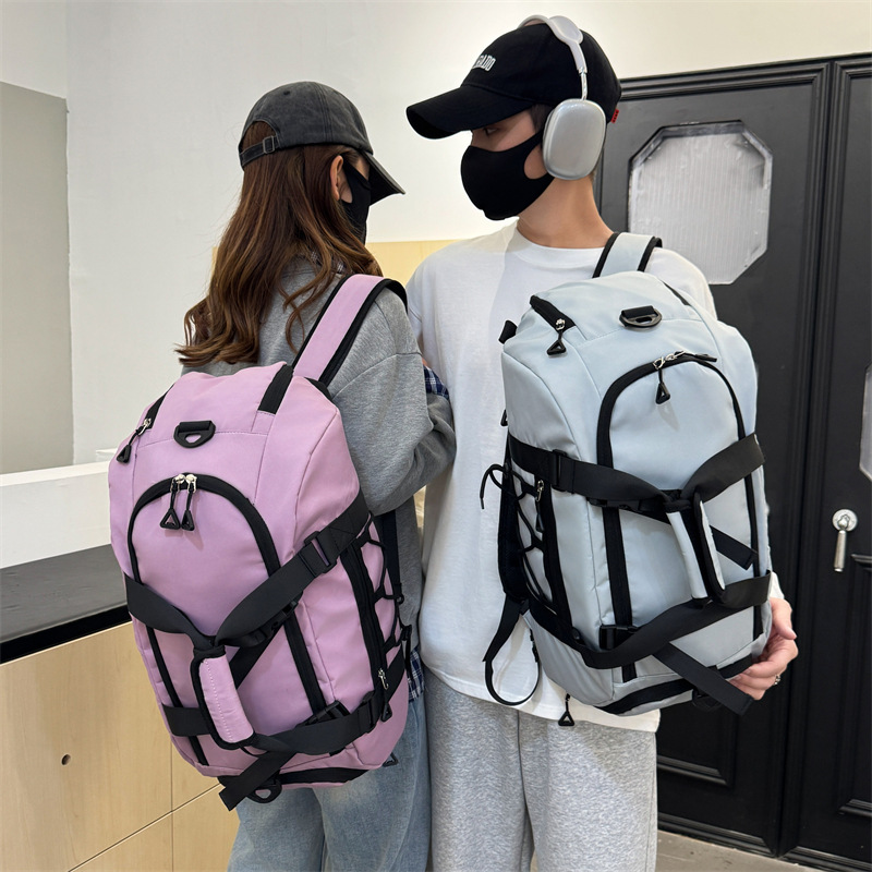 Multi-functional trendy travel bag for men and women, large-capacity lightweight hand-held fitness bag, independent shoe compartment, double-shoulder luggage bag full figure