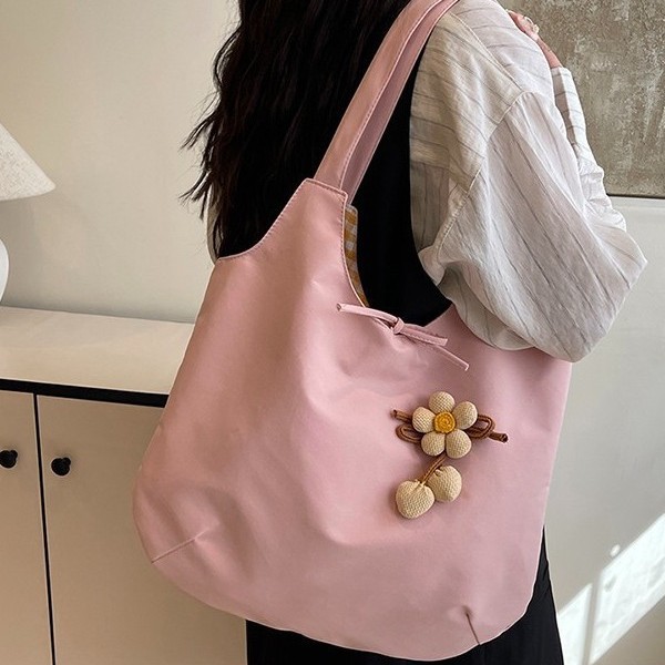 Fashionable and versatile tote bag, cool summer new style, cute little flower, large capacity sweet handbag, fresh shoulder bag full figure
