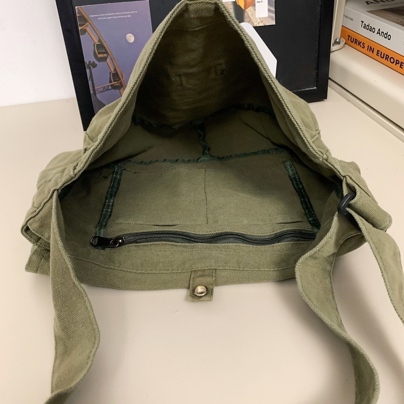 Japanese-style casual canvas bag, women's retro large-capacity crossbody bag, men's simple messenger bag, fashionable college student class bag Application Scenario