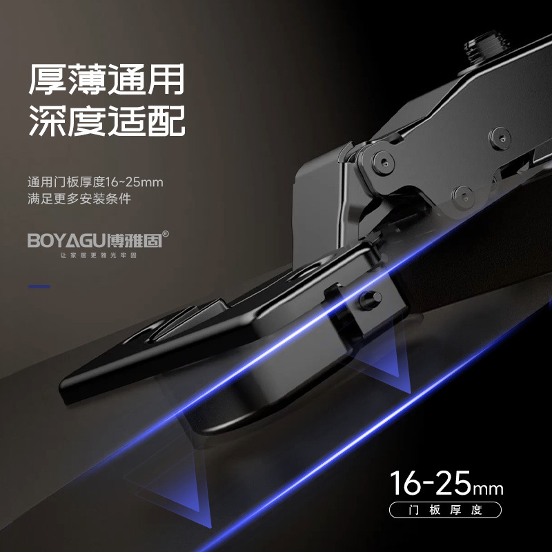 New two-stage force small-angle buffer hinge for cabinet and wardrobe doors, gun gray, universal damping hinges for thick and thin door panels details Picture