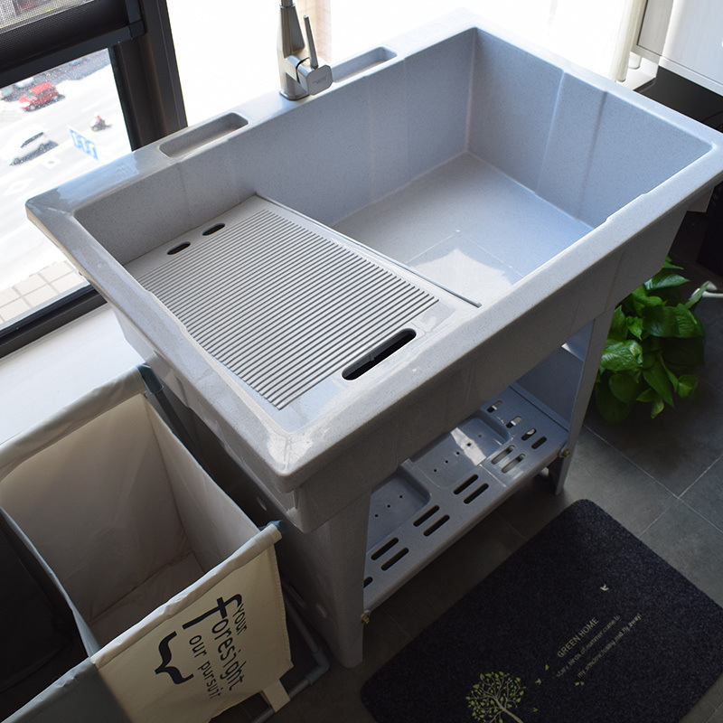 Plastic laundry sink, wardrobe, bathroom cabinet, balcony with washboard, floor-standing laundry basin, washbasin, thickened laundry table factory details Picture