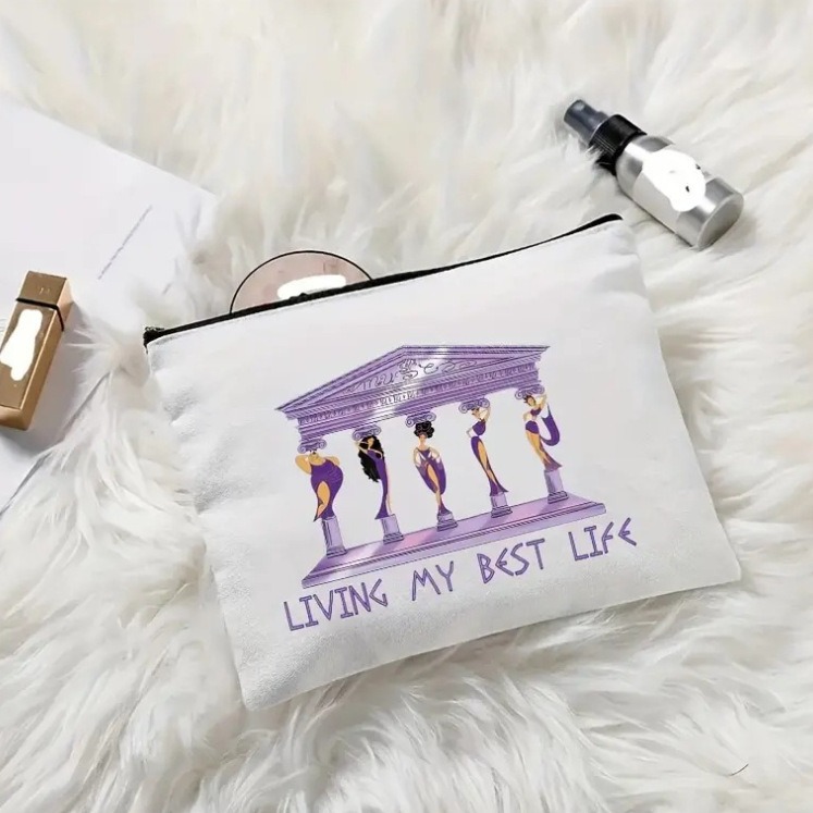 Cross-border temu best-selling lettered simple linen double-sided printed cosmetic bag, storage bag, multi-functional zipper bag for women Application Scenario