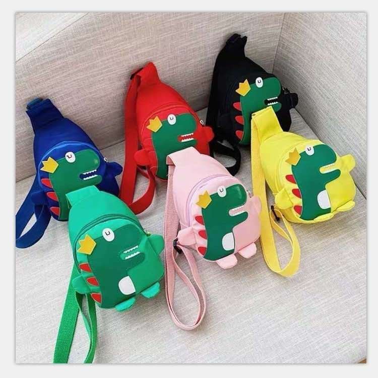 2025 New autumn and winter cartoon cute little dinosaur chest bag, nylon fabric children's crossbody bag, personalized and trendy single-shoulder bag details Picture