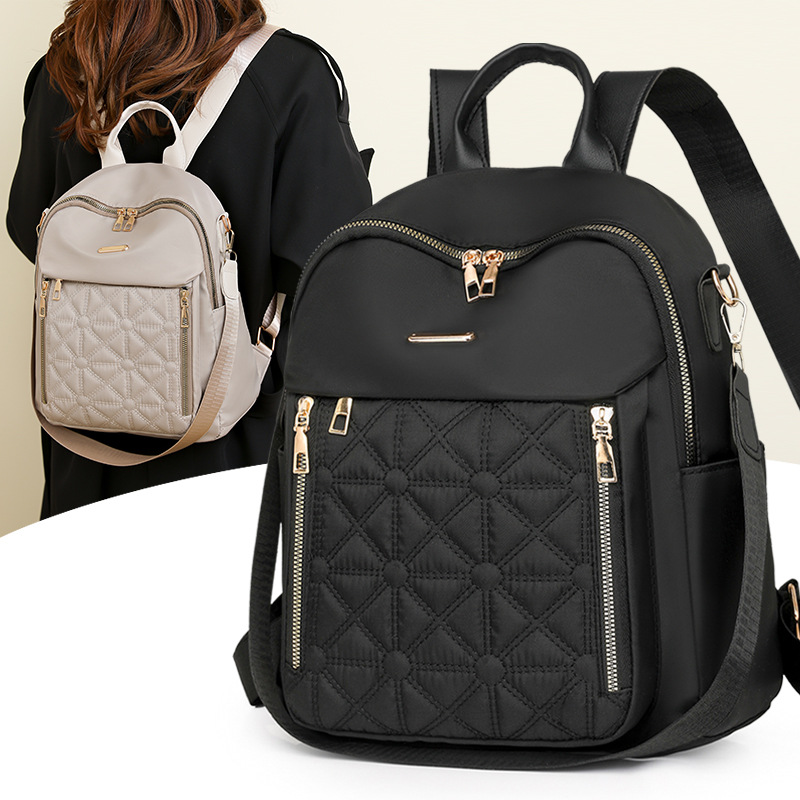 The new 2024 women's backpack with diamond-patterned embroidery thread is a versatile and large-capacity travel backpack that can be worn on one shoulder full figure