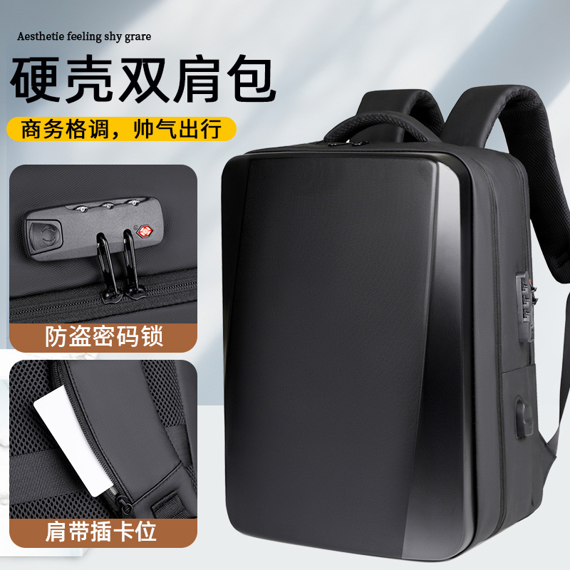 Cross-border backpack, three-dimensional multi-functional combination lock, computer bag, waterproof, large-capacity men's business backpack details Picture
