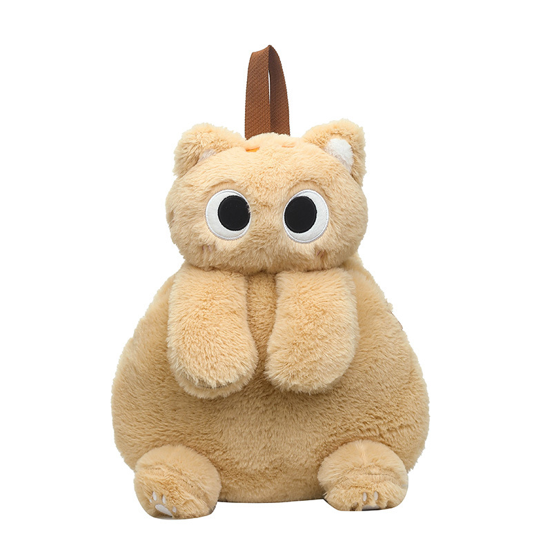 Cute Siamese cat backpack, plush cartoon double back, large capacity black cat, elegant and cute backpack, crossbody bag Item Picture