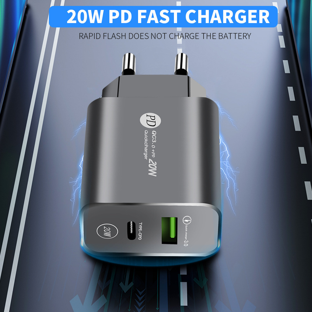 The USB+Type-C multi-port super fast charger is compatible with A universal A+C charger for Apple PD 20W mobile phones Specification drawing