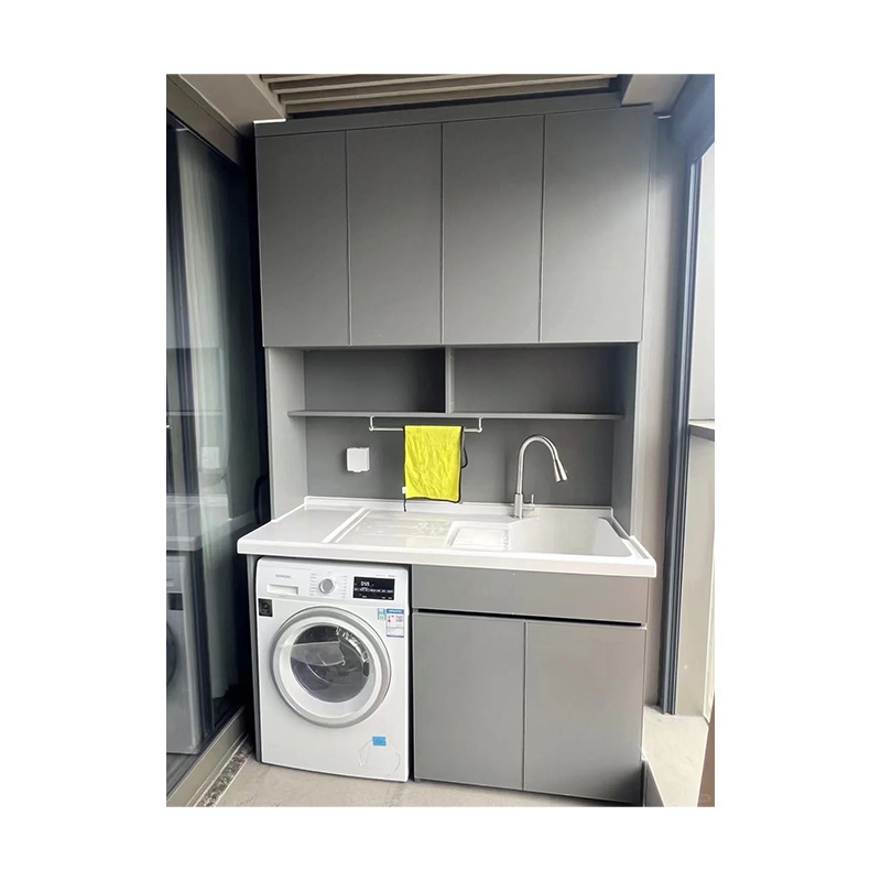 Customized balcony cabinet, multi-functional storage cabinet, drum laundry cabinet, sun-protective aluminum alloy cabinet, full-house waterproof design Item Picture