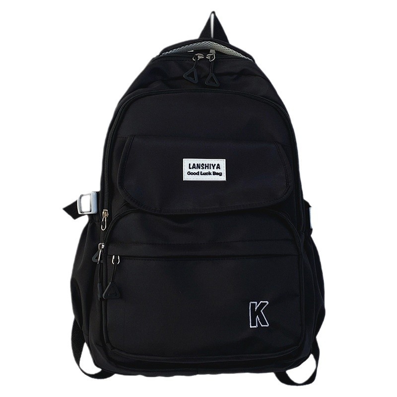 The new casual backpack is versatile for both male and female high school and college students. It is a large-capacity, fashionable, solid-color backpack in Korean style Item Picture