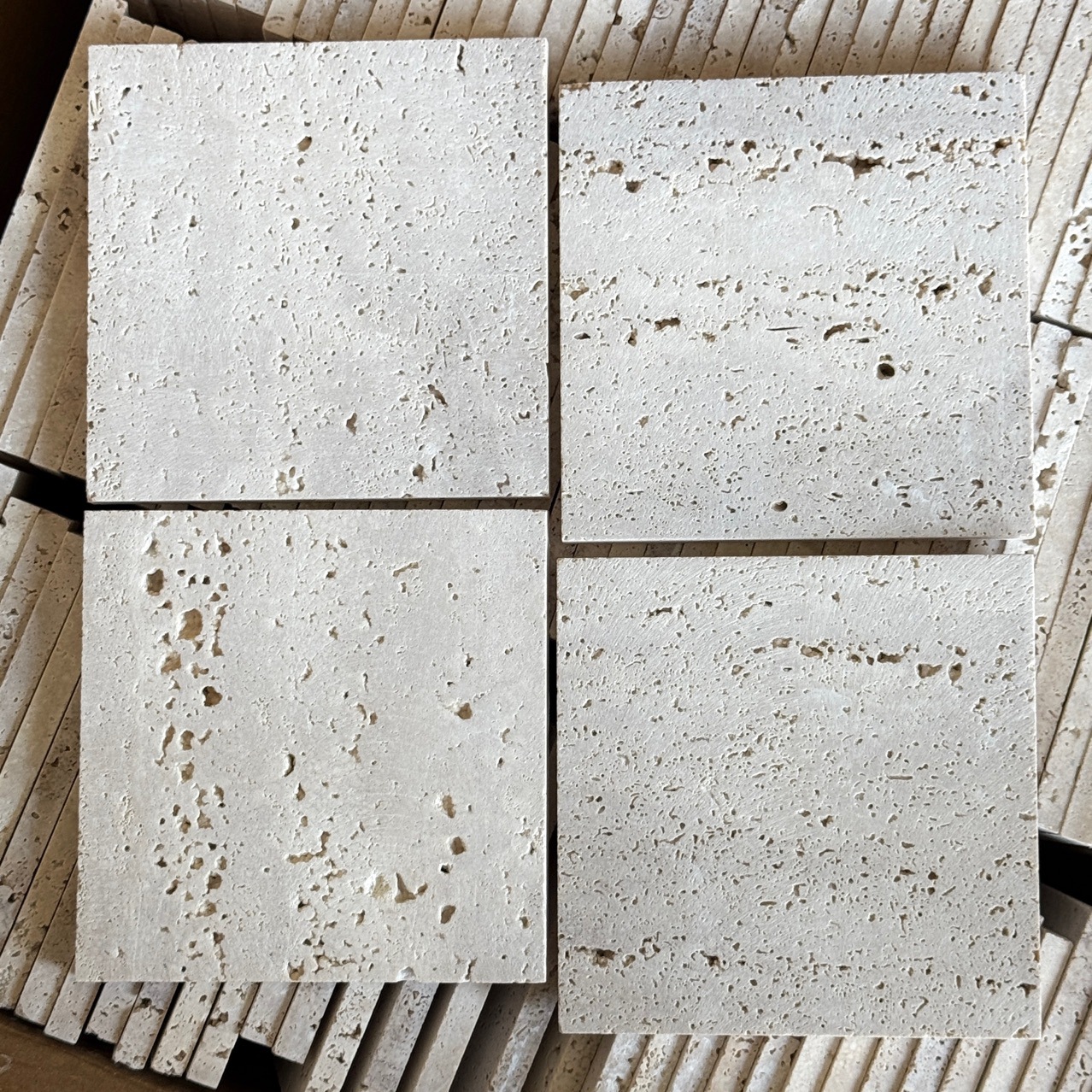 Factory direct supply of ins beige travertine, marble, square stone, stone pad, jewelry, necklace, photography and shooting props full figure