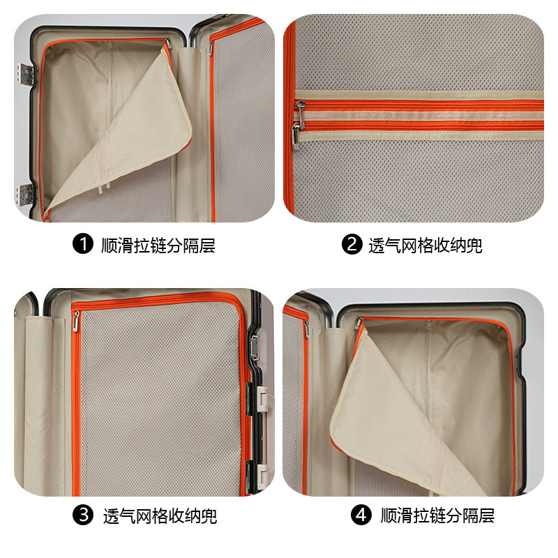 Customized hard-shell suitcase with a handle, 24-inch high-appearance-level casual travel case, swivel wheels, anti-theft combination lock, aluminum frame suitcase details Picture
