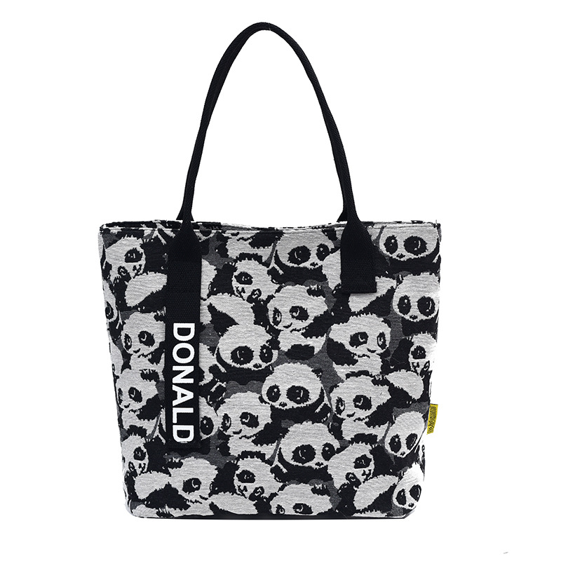 Cartoon large-capacity canvas bag for women, 2024 new style fashionable single-shoulder commuter bag, versatile student tote bag for class Item Picture