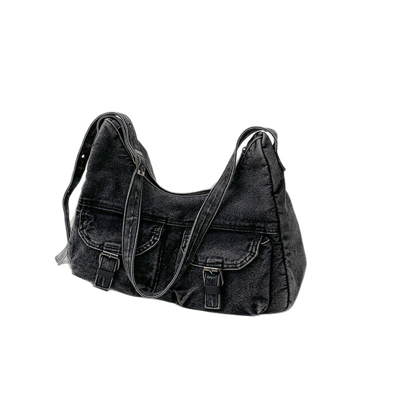 Large-capacity tote bag, simple and casual travel large bag, women's 2025 summer new style high-end denim crossbody bag Item Picture