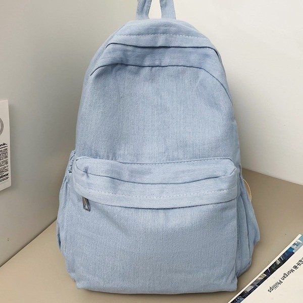 Simple washed denim backpack, retro style, new design, student backpack, casual Korean style college backpack Specification drawing