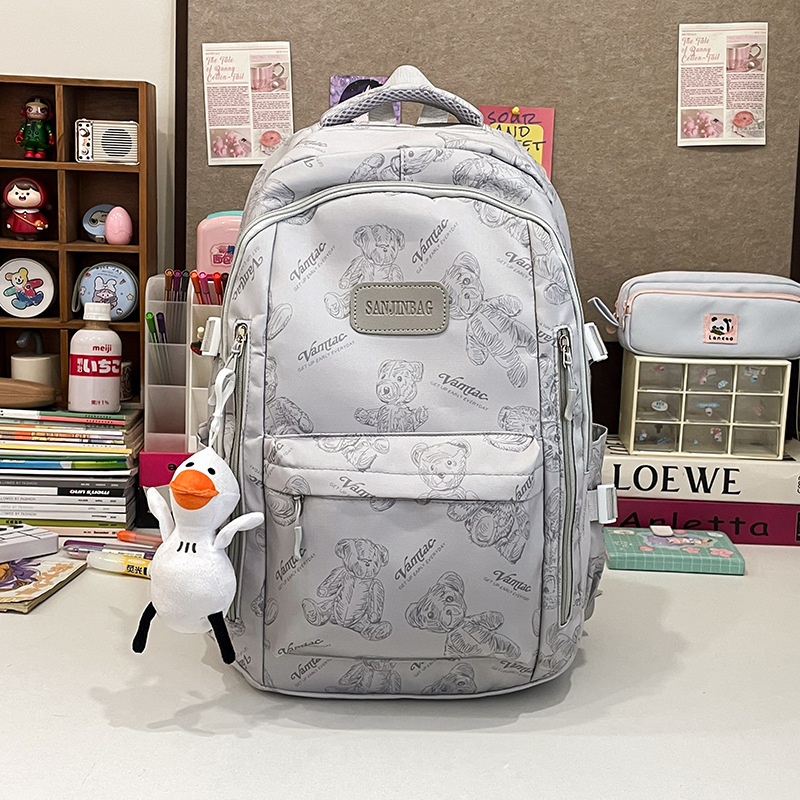 A new Japanese-style cute printed bear backpack for junior high school girls, a cute travel backpack for young girls Application Scenario