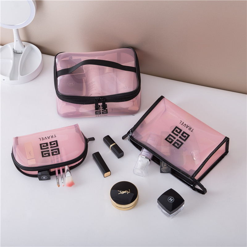 Korean-style PVC transparent mothershell cosmetic bag, waterproof, portable storage, hand-held toiletries, large capacity for travel storage Specification drawing