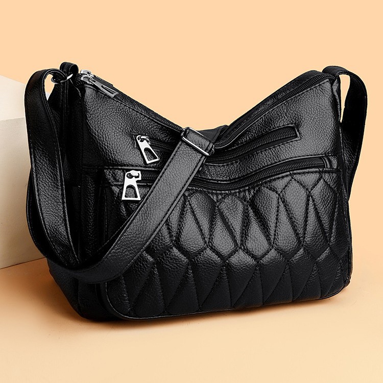 High-quality texture women's bag 2024, soft multi-layer versatile single-shoulder crossbody bag, large-capacity fashionable for middle-aged and elderly mothers details Picture