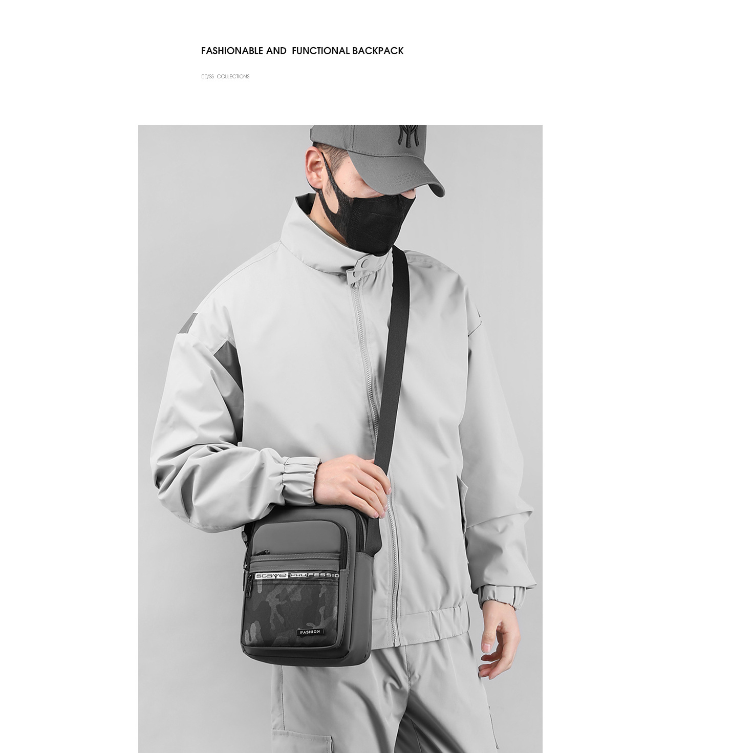 New simple and trendy crossbody bag for men, Oxford fabric, large-capacity waterproof and wear-resistant single-shoulder bag, foreign trade coin purse details Picture