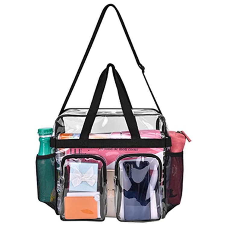 The new transparent PVC tote bag from Amazon is in stock. It has two front pockets and is portable when going out. It has multiple transparent pockets Item Picture
