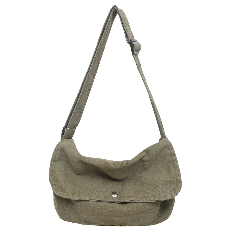 Japanese-style casual canvas bag, women's retro large-capacity crossbody bag, men's simple messenger bag, fashionable college student class bag Item Picture