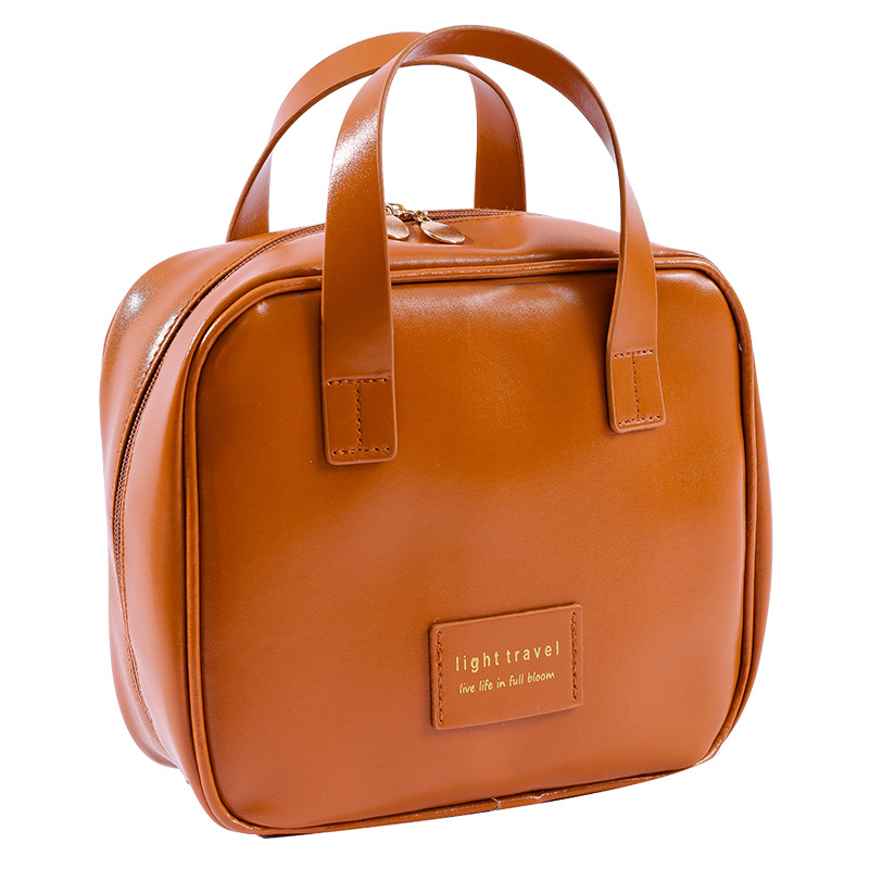 A popular leather shell makeup bag with a high level of appearance, portable lipstick and makeup brush storage bag, and a large-capacity waterproof storage bag Item Picture