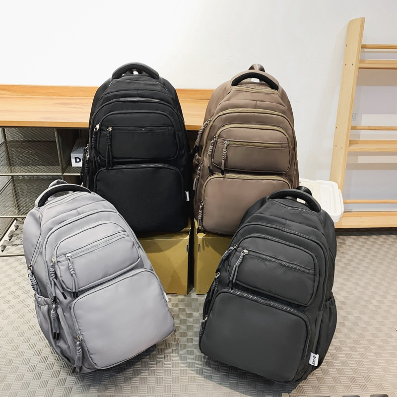 Nylon student schoolbags, large-capacity, dirt-resistant, simple, high-appearance-level backpacks, lightweight short-distance travel backpacks, computer bags details Picture