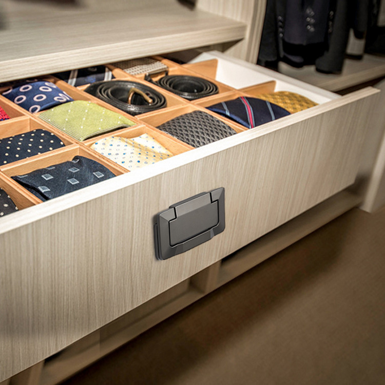Hidden drawer handles, concealed cabinet doors, hidden handles, modern and simple cabinet handles, black wardrobe hidden handles details Picture