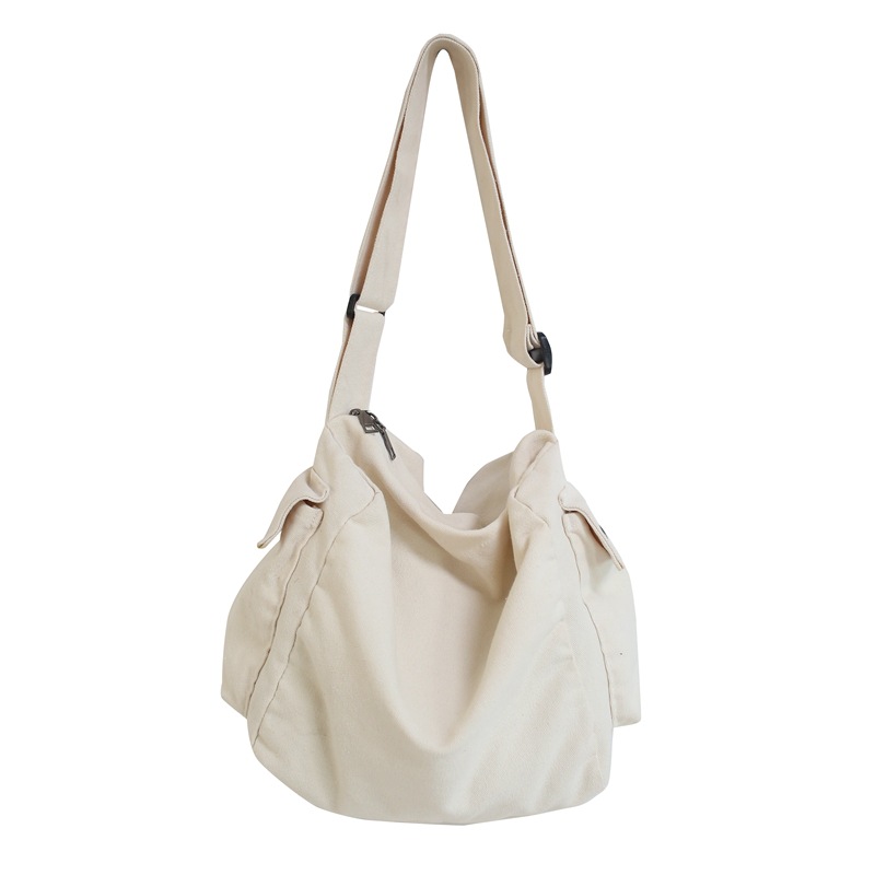 Lazy sail fabric bag, ins Japanese retro, simple and artistic, single-shoulder bag for women's personality, wide shoulder strap crossbody bag Item Picture