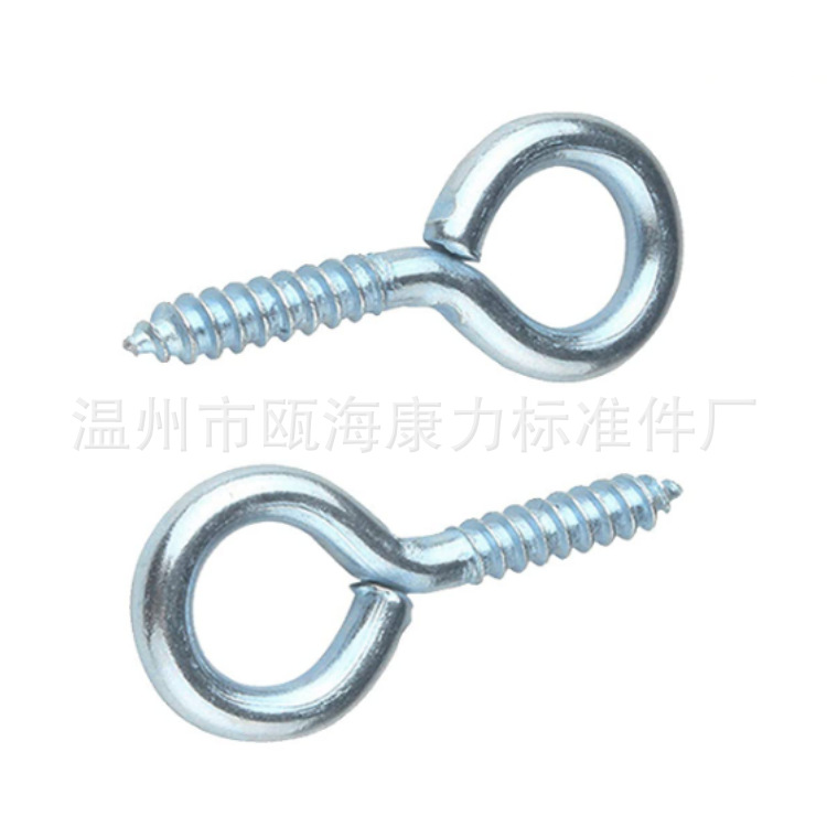 In stock: carbon steel galvanized sheep's eye screws, self-tapping screws, sheep's eye hooks, screw hooks, closed sheep's eye screws details Picture